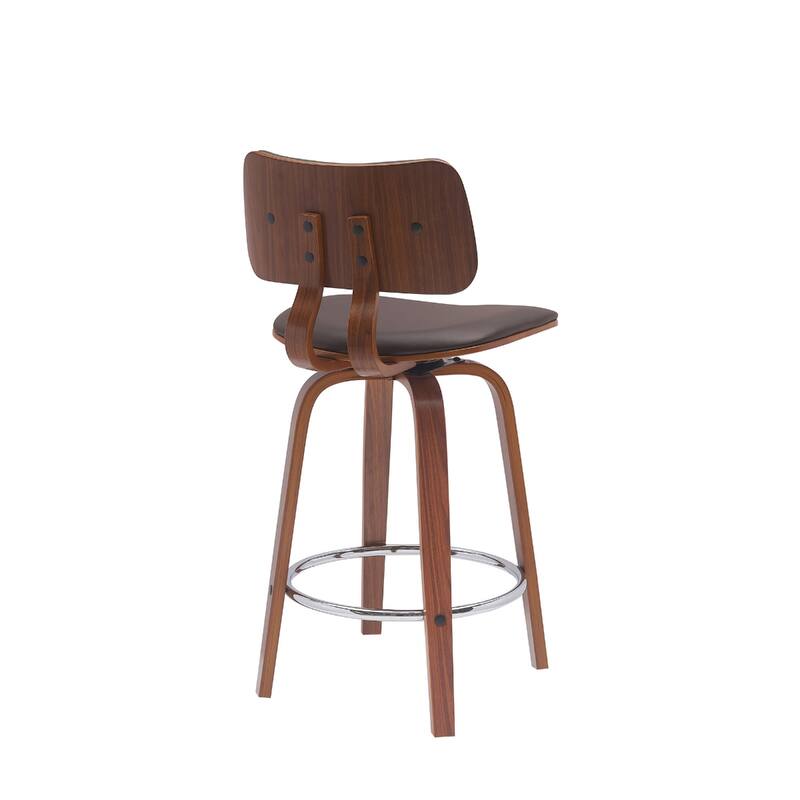 Faux Leather Armless Counter Height Bar Chair with Wood Frame, Swivel and Footrest