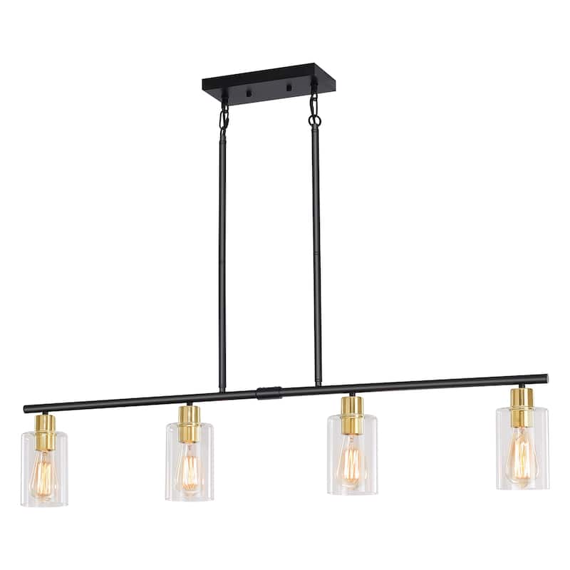 4-Light 43.7"W Kitchen Pendant Lighting witn Clear Glass Shades