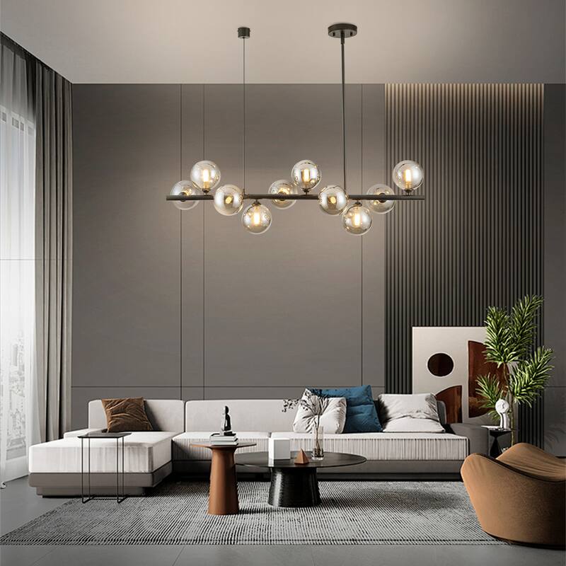 Sputnik chandelier Linear Chandelier with Glass Globes - 10-Light