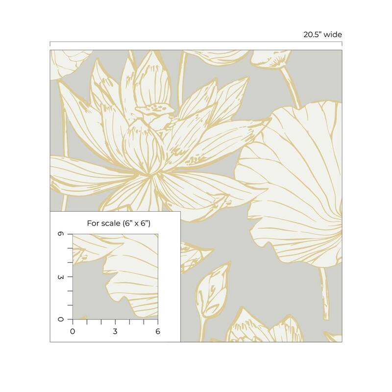 Seabrook Designs Water Lily Floral Non-Woven Unpasted Wallpaper - 20.9 in. W x 33 ft. L