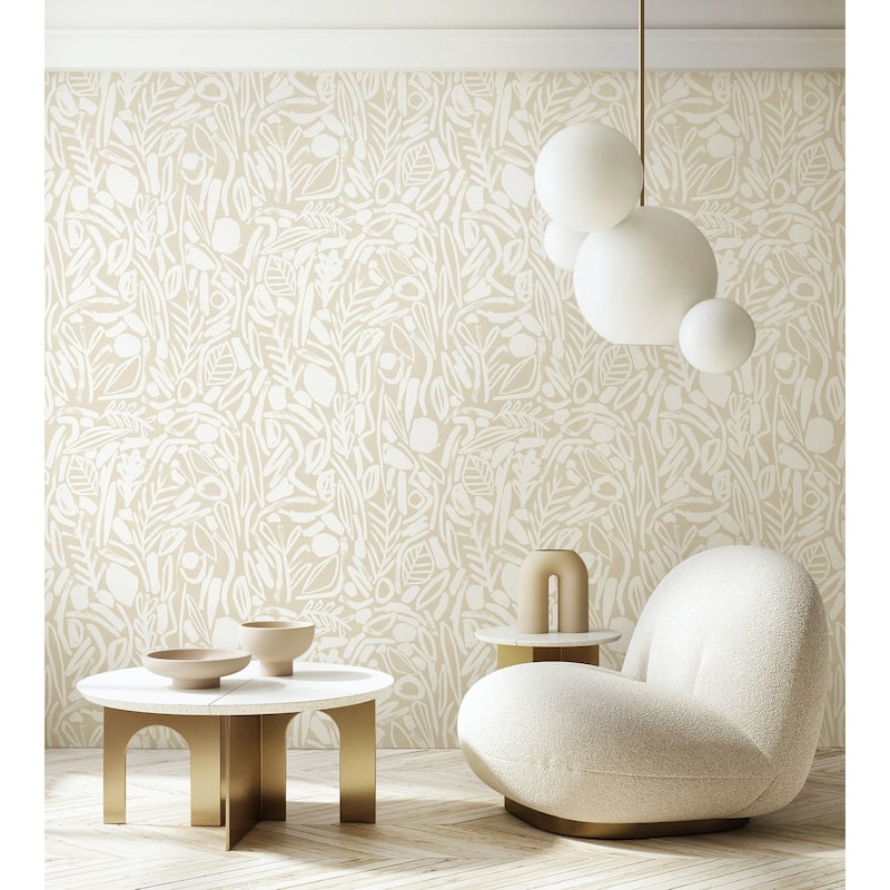 Verdure Neutral Painted Botanical Wallpaper