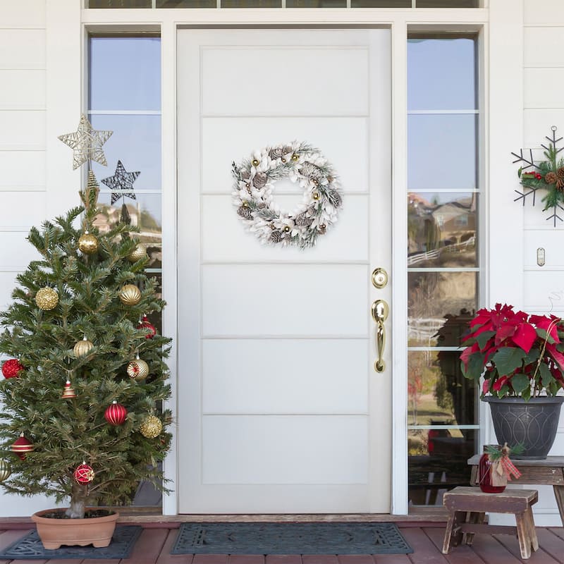Frosted Pinecone and Pine Sprigs Artificial Christmas Wreath - 14" - Unlit