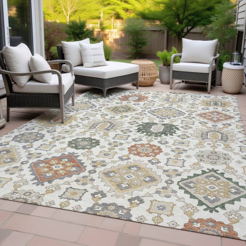 Machine Washable Indoor/Outdoor Boho Global Chantille Rug