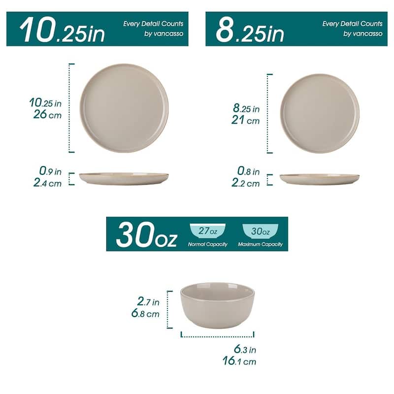 Vancasso PLAYA 18/24-Piece Stoneware Dinnerware Set Service for 6