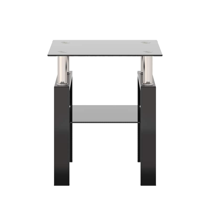 1-Piece Modern Tempered Glass End Table - Black