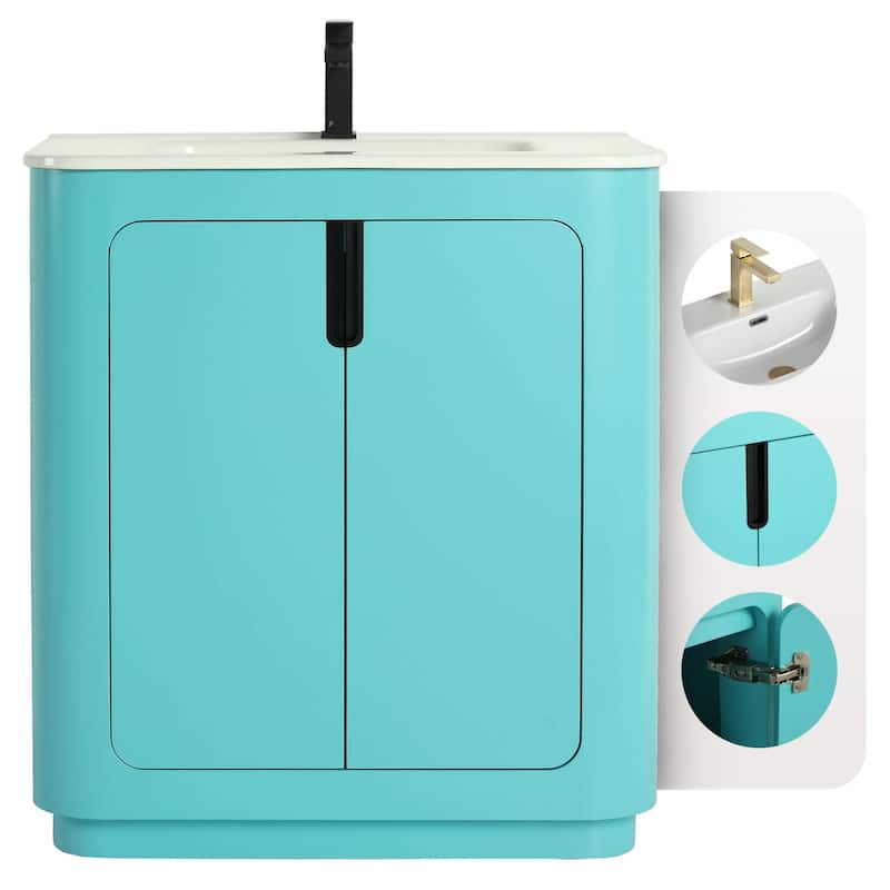 Fine Fixtures Shireplace Bathroom Vanity with Sink - 30 Inch - Tiffany Blue