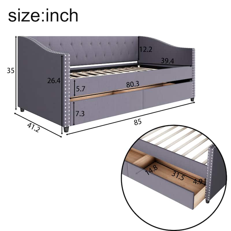 Christopher Knight Home - Ardelle Contemporary Wood Upholstered Daybed with 2 Storage Drawers