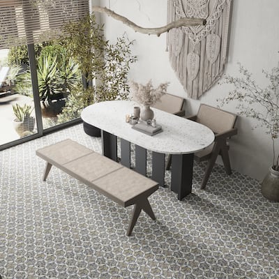 Apollo tile 12 x 13 Stellare Honed Gray WhiteTerrazzo, Dolomite Marble Tile (5.46 sq ft/case) - 5 Pack