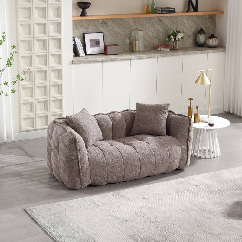 Ouyessir Upholstered Chenille Fabric Bean Bag Sofa Chair with 2 Pillows