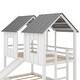 preview thumbnail 10 of 10, Twin over Twin House Bunk Bed with Slide and Windows, Wooden Bed Frame