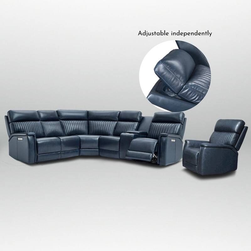105" W Genuine Leather Power Sectional with Recliner Sofa Set with Triple Power, Single Console, USB&USB-C Ports