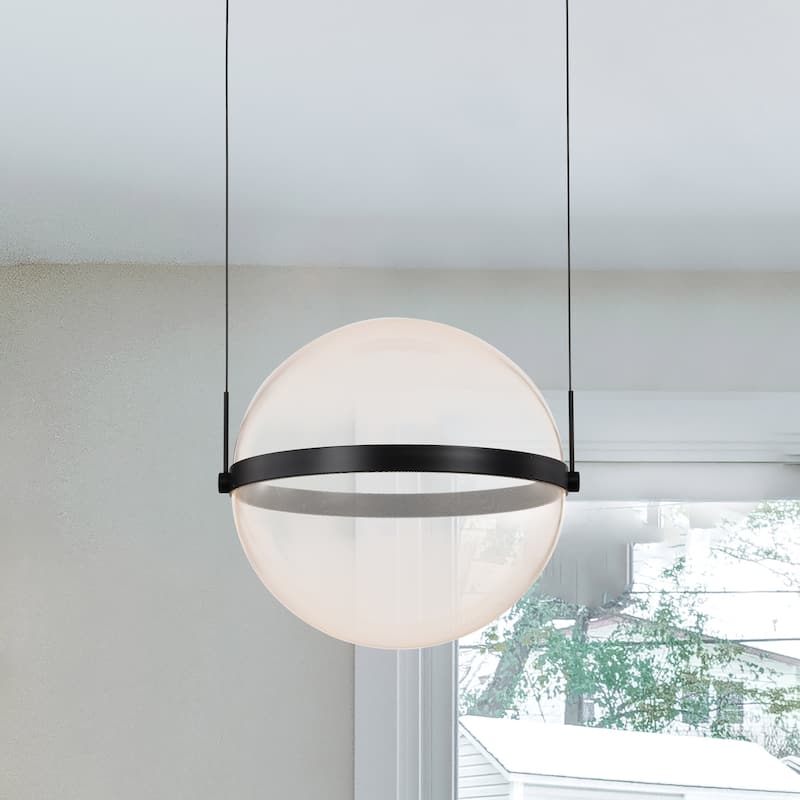 Arvada 16 Inch LED Pendant Matte Black Silk Screened Acrylic Lens - Matte Black