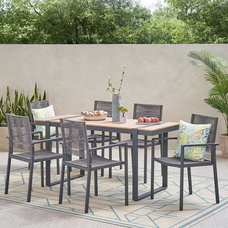 Harding Outdoor Aluminum Outdoor 7 Piece Dining Set by Christopher Knight Home