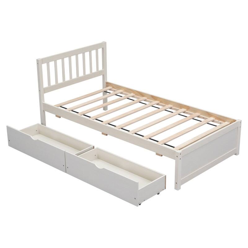 Modern Design Wooden Twin Size Platform Bed with 2 Drawers