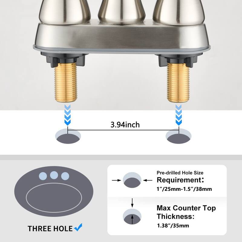 Modern 2 Handle Bathroom Sink Faucet with Aerator and 360 Degree Swivel Spout, High Arc Spout, Splashproof, Rustproof