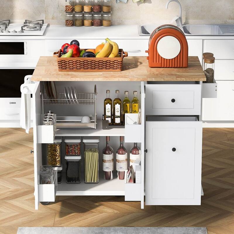 54" Kitchen Island Cart with Wheels