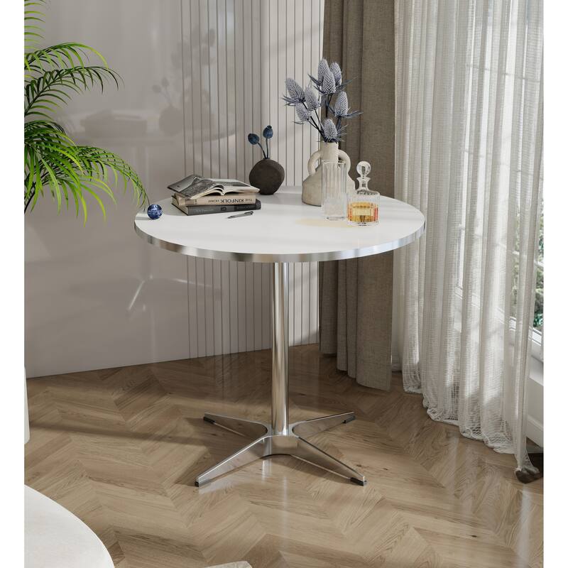 Modern circular dining table and small tea table, with a minimalist style