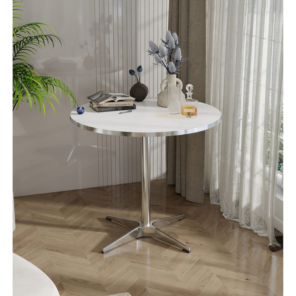 Modern circular dining table and small tea table, with a minimalist style