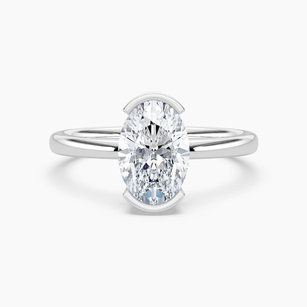 Auriya 14K Gold Lab Grown Diamond Oval Half Bezel Solitaire Engagement Ring 1.00 - 5.00ct. tw. (F-G, VS)