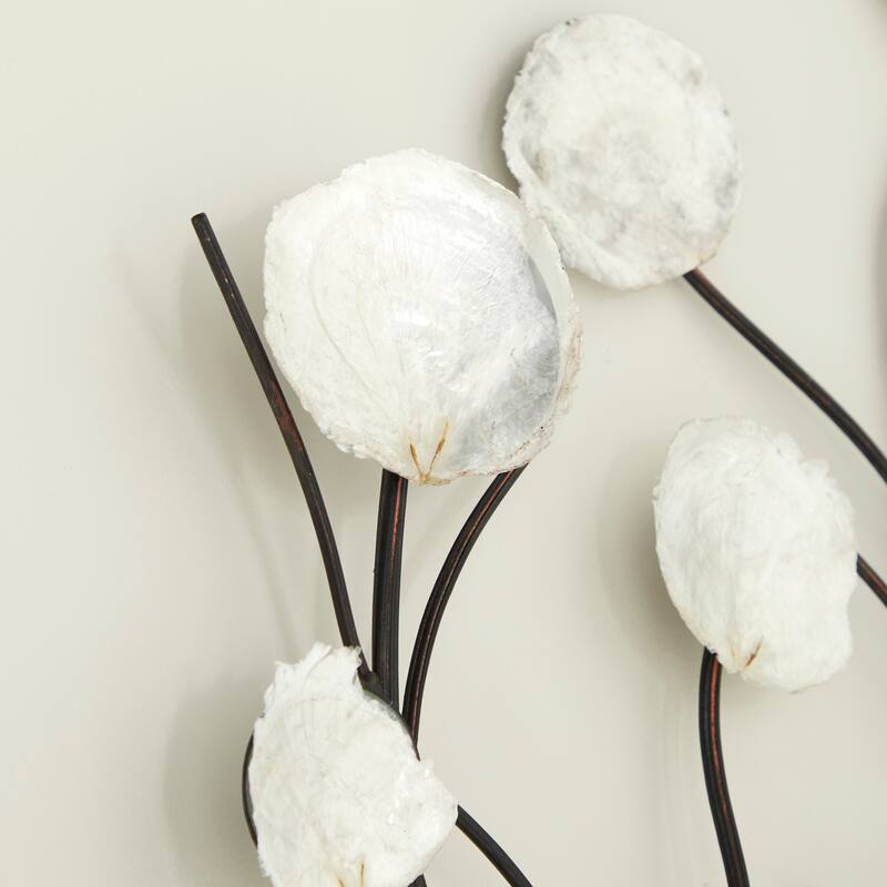 Capiz Shell Floral Wall Decor with Capiz Accents - White - Roche River Decor