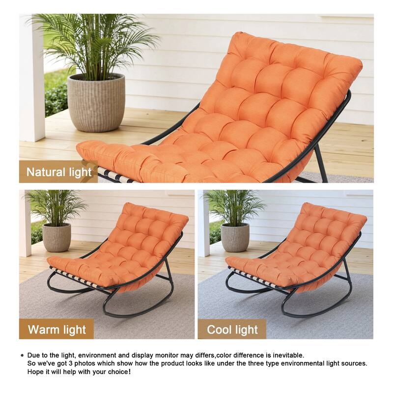 Outdoor Metal Frame Rocking Chair with Water-Resistant Cushions