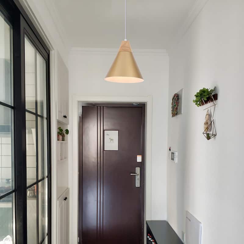 Farmhouse Pendant Light Fixture with Wood and Metal for Kitchen, Hallway,Living Room