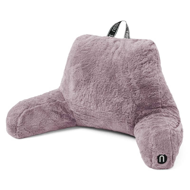 Emperyan Fur Reading Pillows for Sitting in Bed Adult & Kids, Sit Up Back Support Pillow for Bed Rest - Pillow Covers - Medium - Dusty Purple