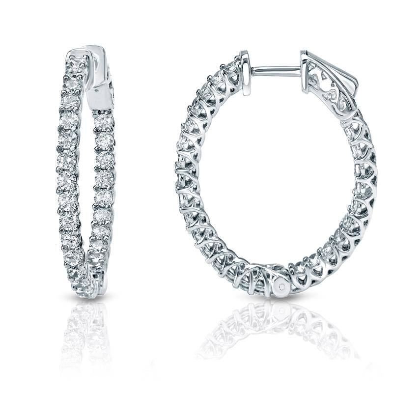 Auriya 14k Gold 2 1/2ctw Small or Medium Inside-out Diamond Hoop Earrings (H-I, SI1-SI2)