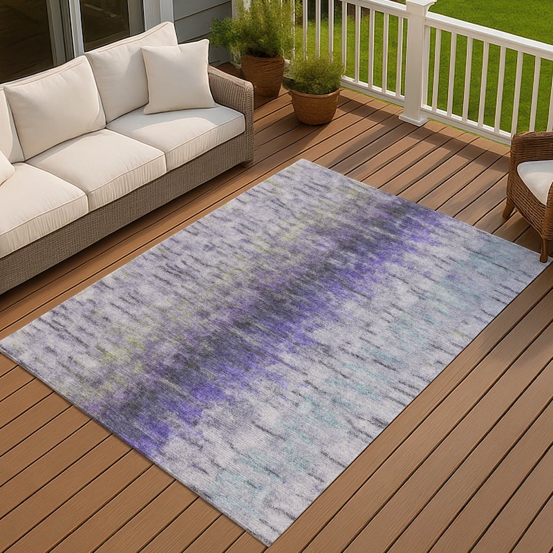 Machine Washable Indoor/ Outdoor Contemporary Ombre Chantille Rug - Purple - 5' x 7'6"