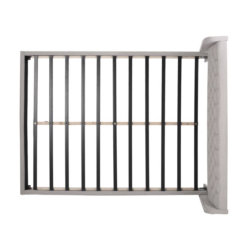 Upholstered Platform Bed with Button Tufted Wingback Headboard, Queen Size