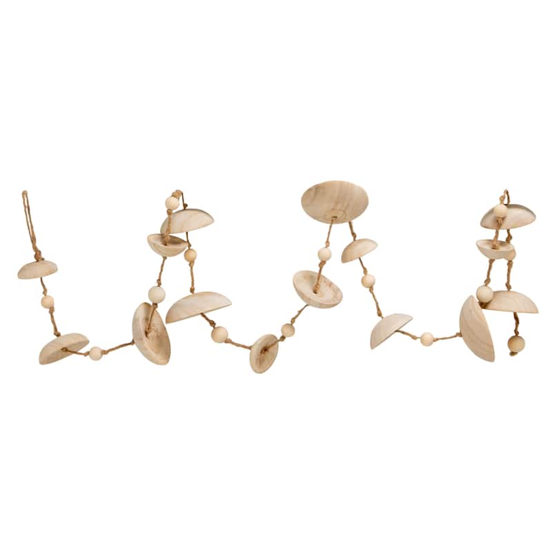 Paulownia Wood Garland with Jute Cord - 3.74"L x 3.74"W x 72.0"H