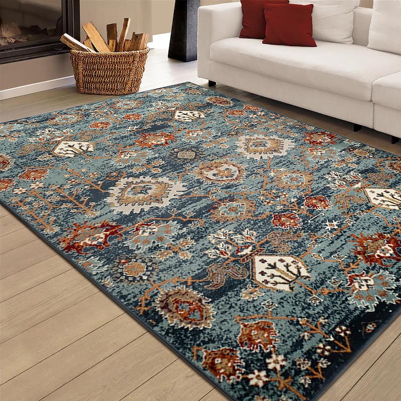 Allure Classic Oriental Area Rug - 5'1" x 7'6" - Teal