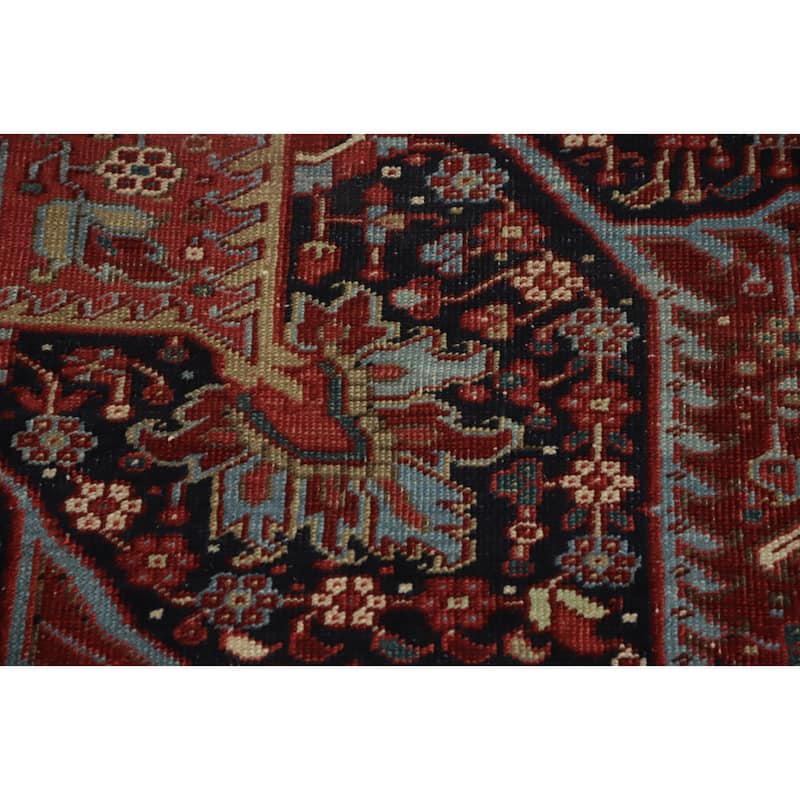 Hand Knotted Oriental 100% Wool Carpet Traditional Floral Red Heriz (serapi) Area Rug - 12' 6'' X 9' 9''