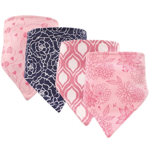 slide 1 of 1, Hudson Baby Infant Girl Cotton Bandana Bibs 4pk, Modern Floral, One Size - Modern Floral - One Size One Size - Modern Floral