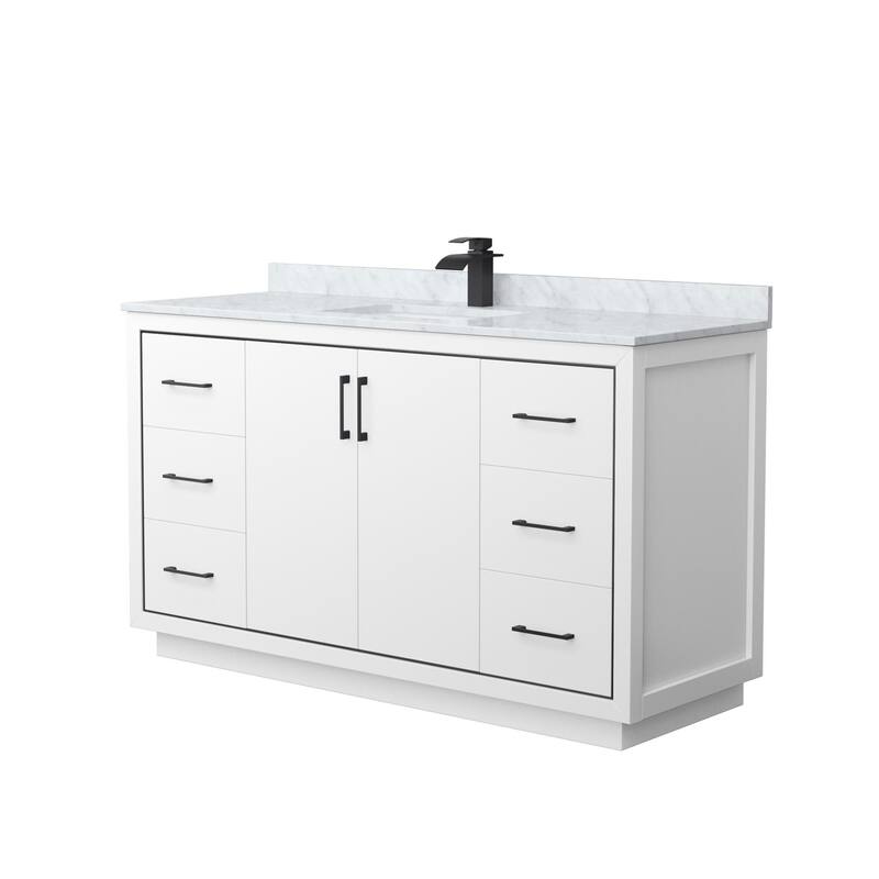 Wyndham Collection WCF1111-60S-NAT-MXX Icon 60" Free Standing Single - White / Matte Black Hardware