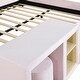 preview thumbnail 45 of 95, Velvet Grounded Bed Mother & Child Bed Platform Slat Bed Frame with Little Round Stool and Bedside Desk for Growing Child