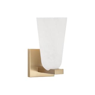 4.75" W x 9" H 1-Light Sconce in Matte Brass with Faux Alabaster Glass - 4.75"W x 9.5"H x 6"E
