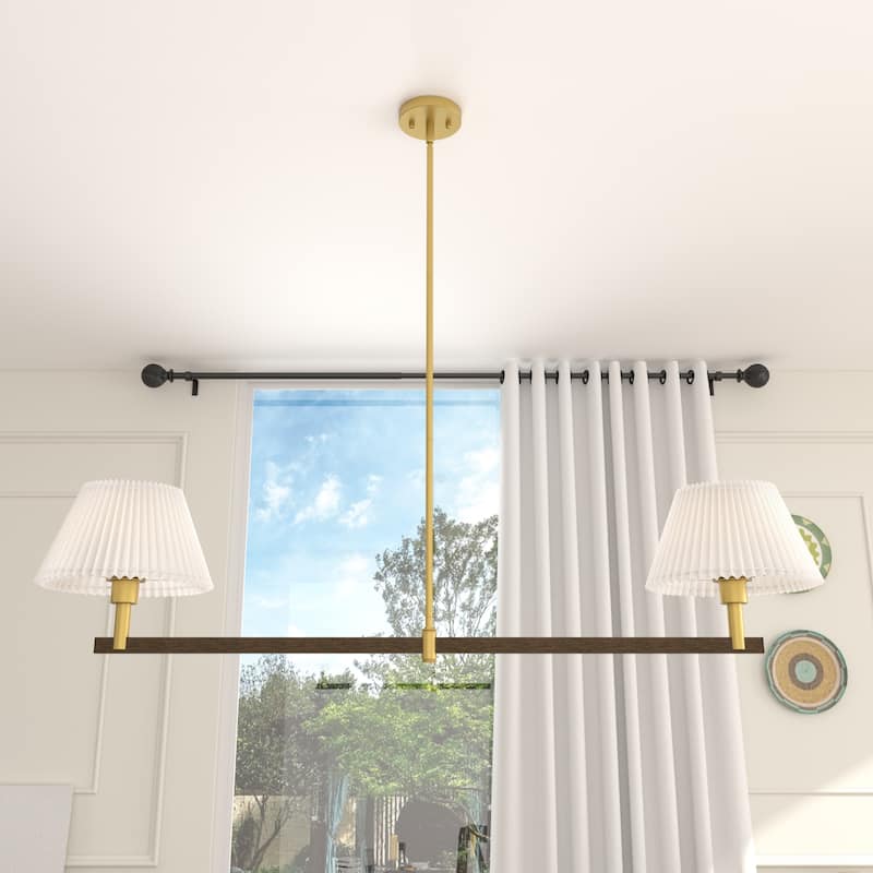 Acroma 2-light Linear Island Chandelier with Cone Fabric Shade - 51 inches