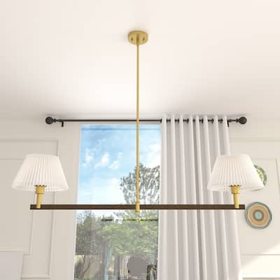 Acroma 2-light Linear Island Chandelier with Cone Fabric Shade - 51 inches
