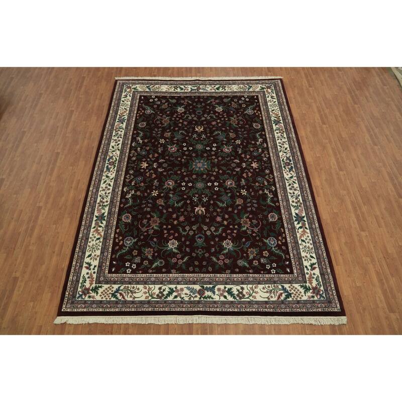 Hand Knotted Oriental 100% Wool Carpet Traditional All-Over Red Kashan Area Rug - 14' 1'' X 10' 2''