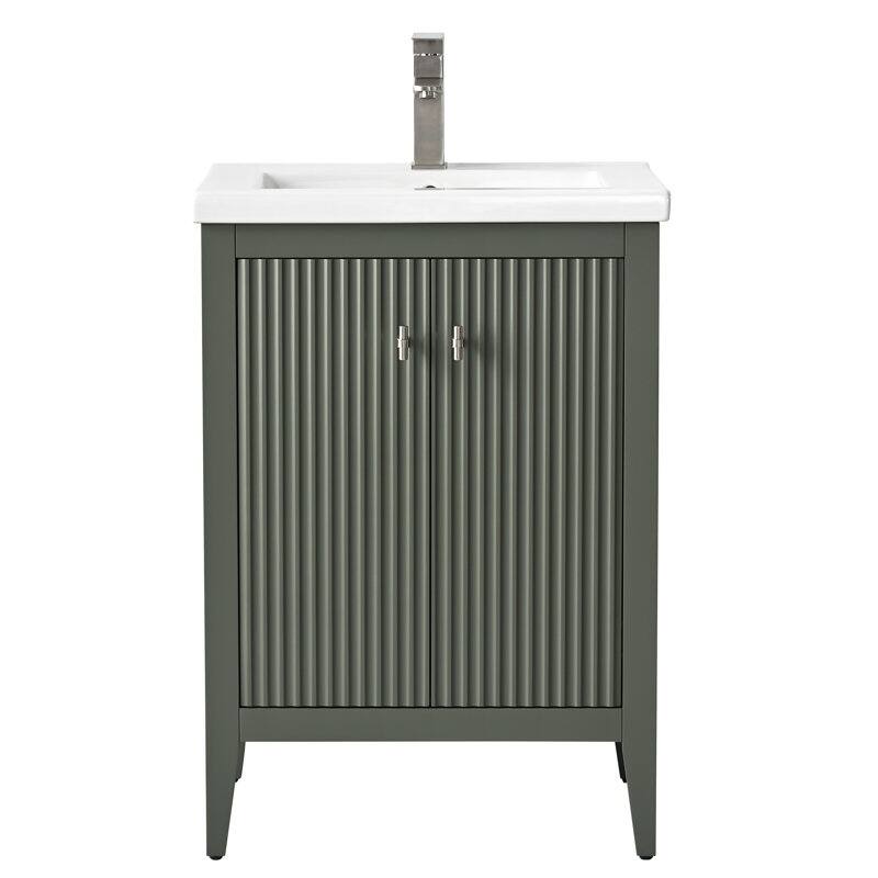 Vanity Art 24" Single Sink Bathroom Vanity Cabinet with Ceramic Top