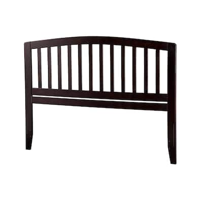 Richmond Queen Slatted Wood Headboard in Walnut Finish with Rounded Top and USB Charging Port