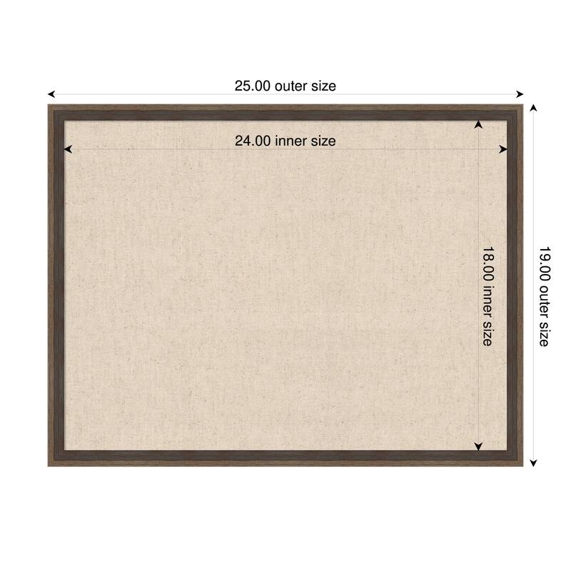 Amanti Art Framed Fabric Pinboard Natural Linen Printed Bulletin Board - Board Size 24 x 18 - Hardwood Wedge Mocha