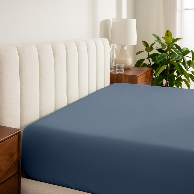Bare Home Organic Cotton Percale Fitted Bottom Sheet