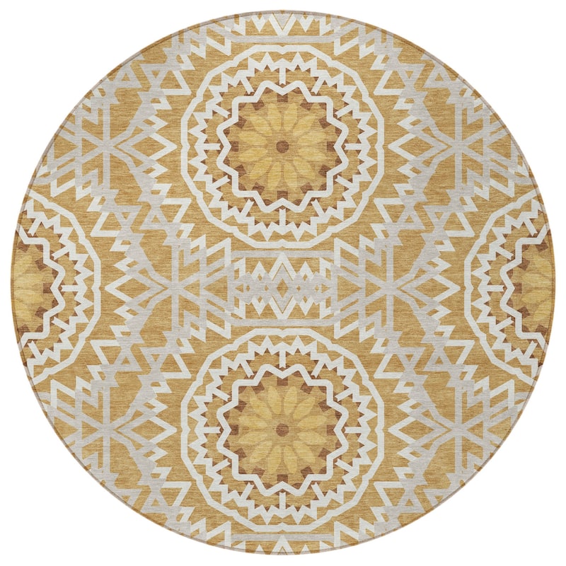 HomeRoots Floral Medallion Transitional Rectangle Outdoor Rug