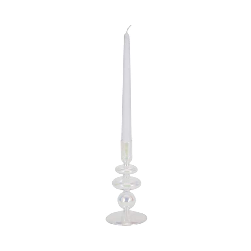 Sculptural Glass Candle Holder with Rounded Accent Base - Modern Tabletop Candle Holder for Any Room