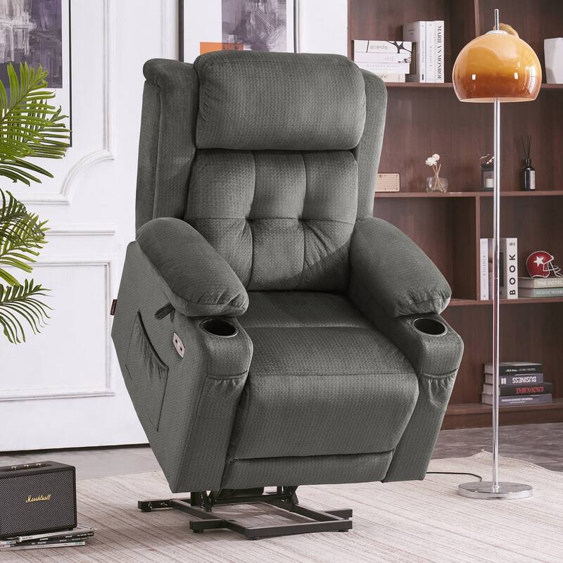 MCombo Lay Flat Lift Recliner with Power Headrest for Small Elderly People, Infinite Position Lift Chair, Fabric 7660