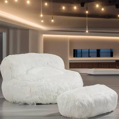 Bean Bag Chair / Lazy Sofa w/Footstool and High Back for Indoor