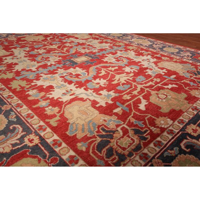 Vegetable Dye Red Ziegler Oriental Area Rug Hand-Knotted Wool Carpet - 8'0" x 9'10"