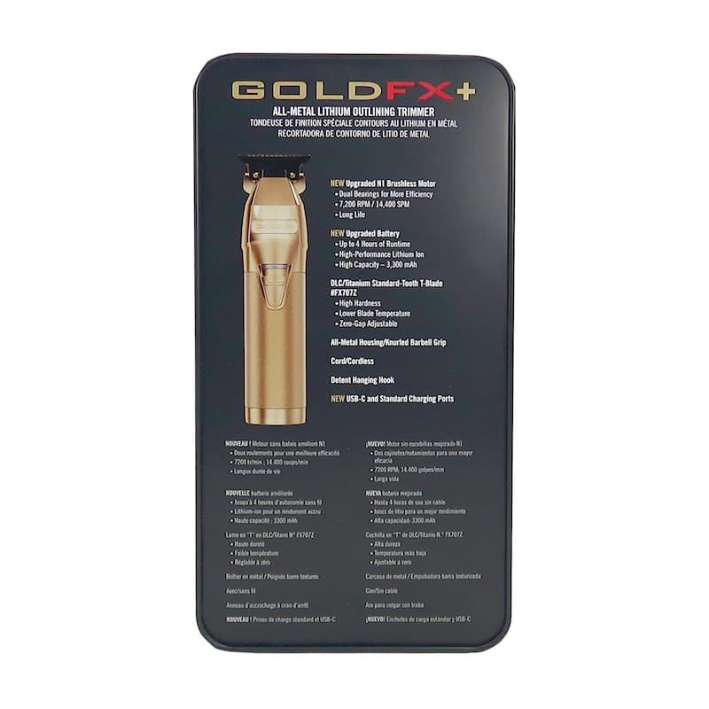 BaByliss Pro GOLDFX+ Lithium Outlining Trimmer Gold FX787NG + FX707Z Replacement Outlining Trimmer T-Blade for FX787 Trimmers